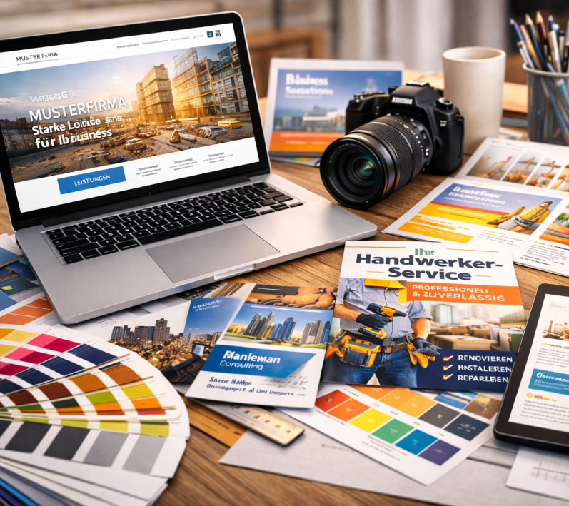 Businessfotos Flyer Gestaltung und Webdesign Erstellung