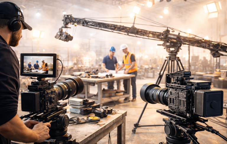 Videodreh mit mehreren Kameras und Kamerakran